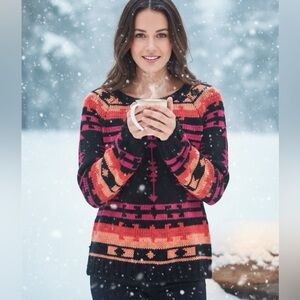 NWT Roxy Exclusive XS Scoop Neck Tribal Aztec Sweater Rare